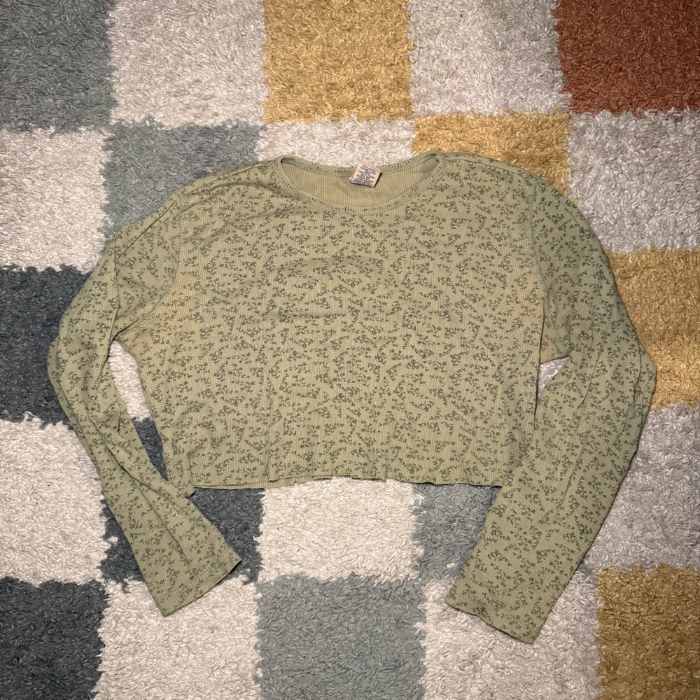 High Sierra Green Patterned Crop Top